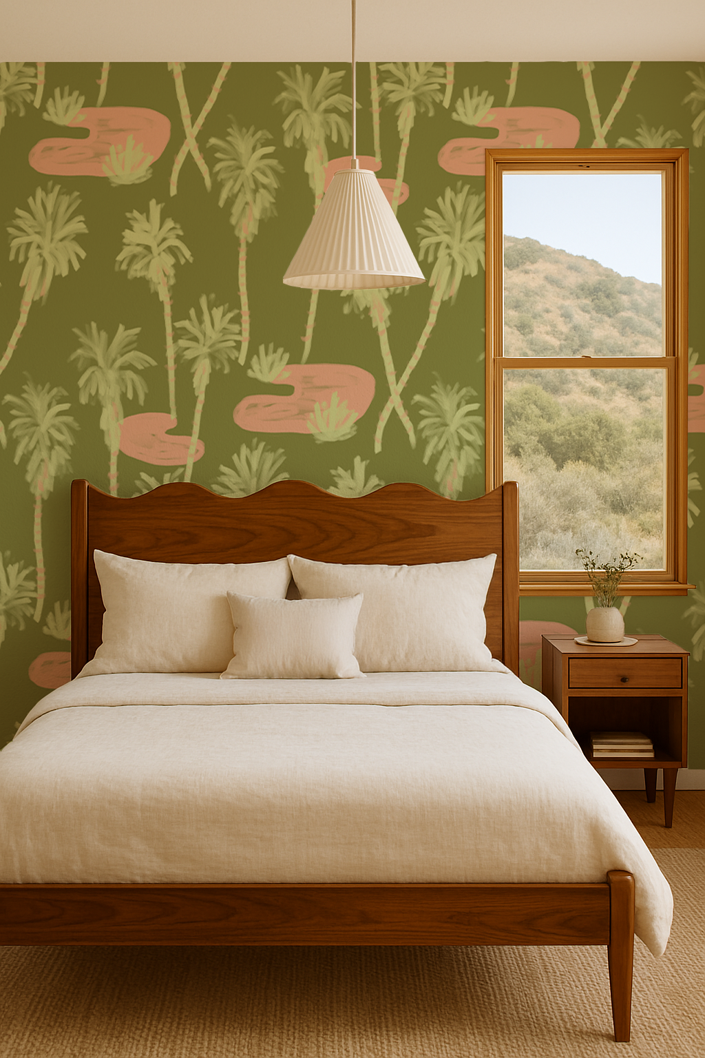 Palm Oasis Wallpaper, olive green