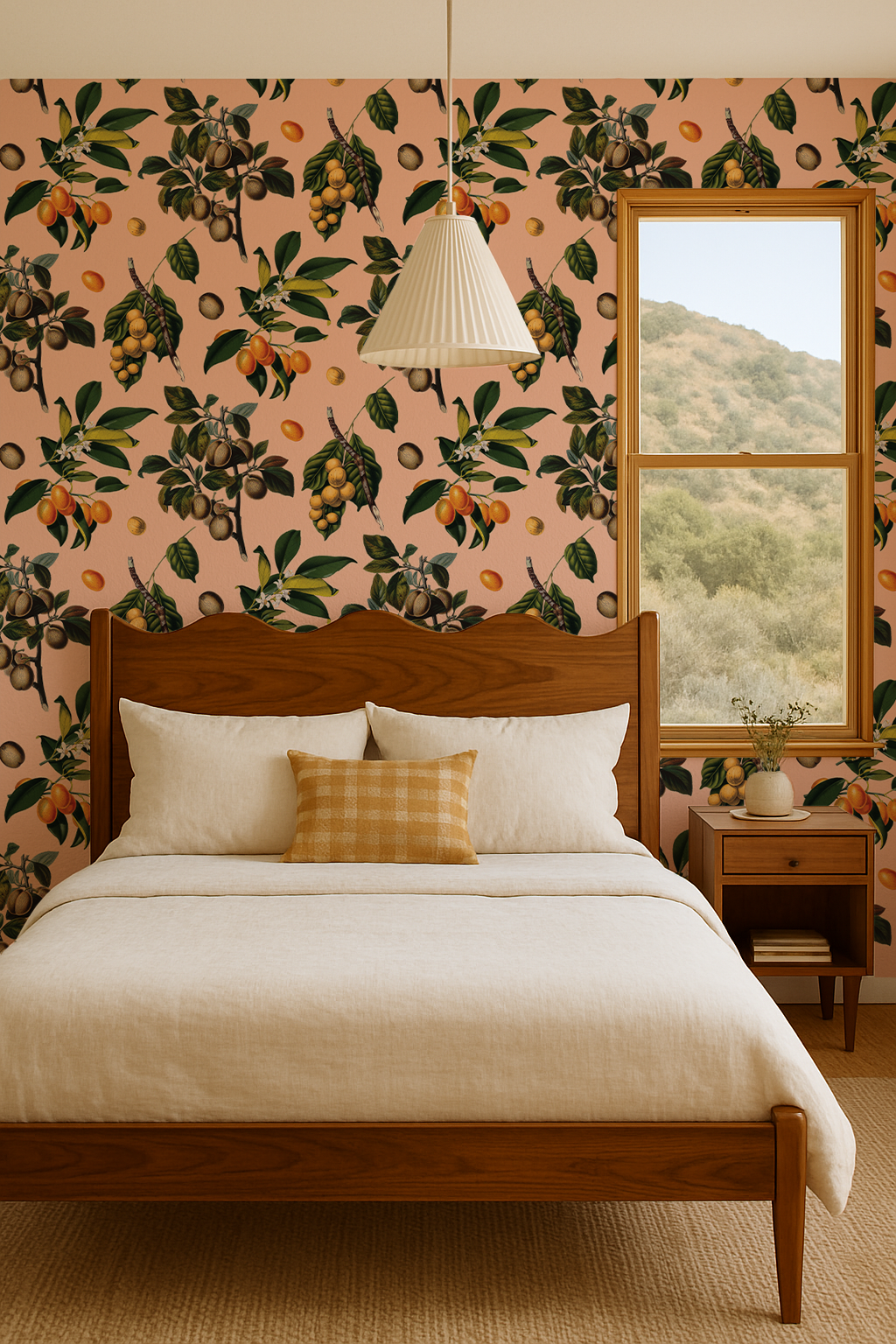 Vintage Orchard Wallpaper, peach