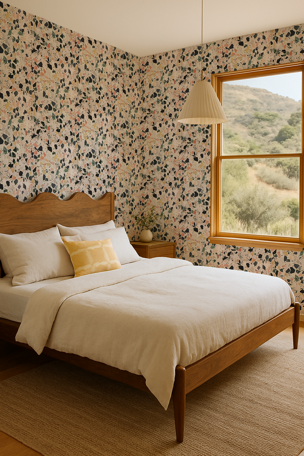 Mojave Terrazzo Wallpaper, peach & yellow