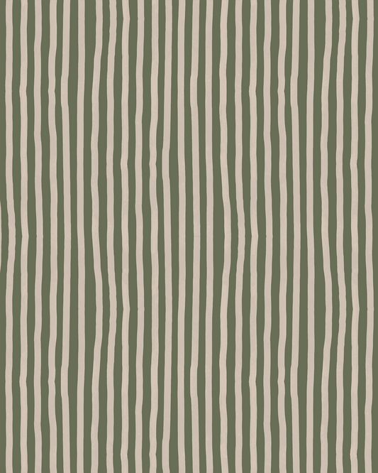 Dolce Stripe Wallpaper, olive green and tan