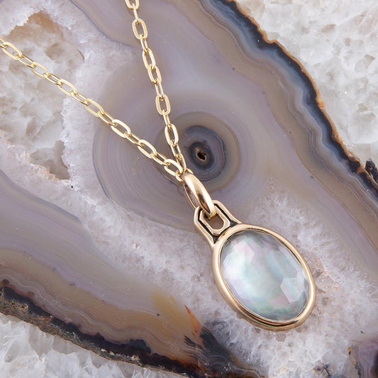 Black Mother of Pearl Golden Pendant Necklace