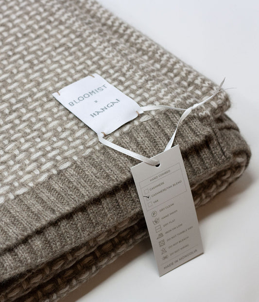White Cashmere and Platinum Yak Down Taiga Throw
