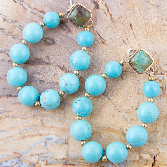Carly Blue Magnesite Loop Post Golden Earrings
