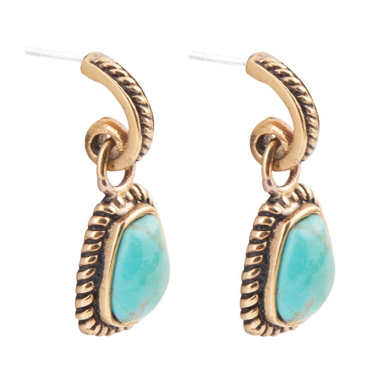 Blue Turquoise Golden Roped Earrings