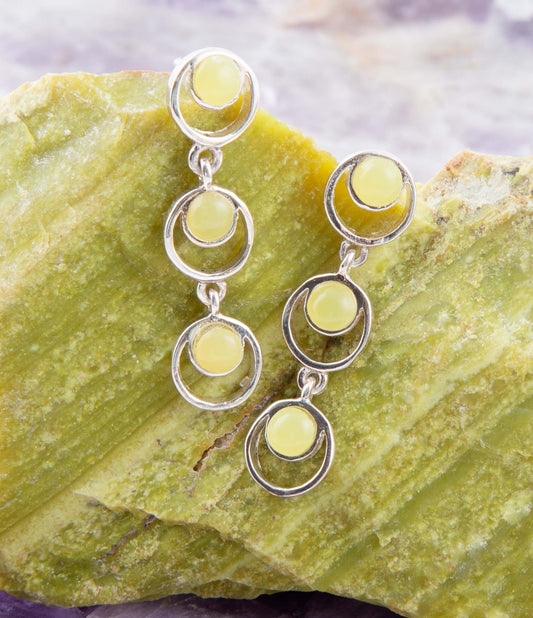 Chartruese Yellow Jade Post Earrings