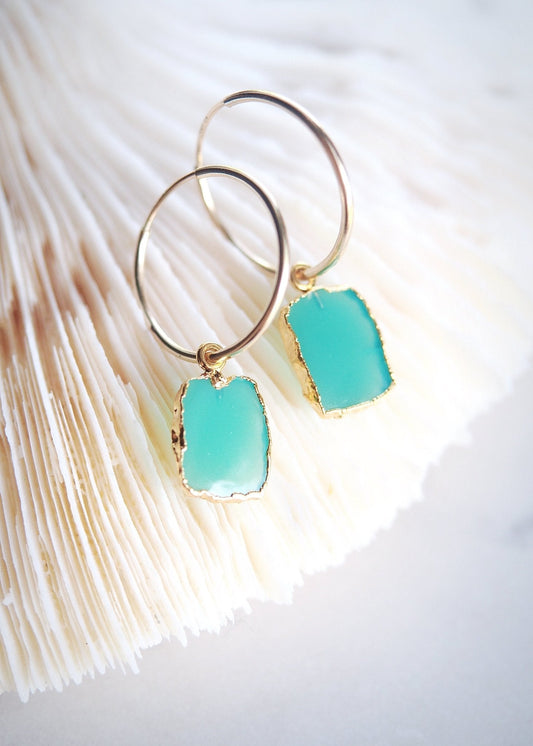 Chrysoprase Gold Medium Hoop Earrings - Anuhea