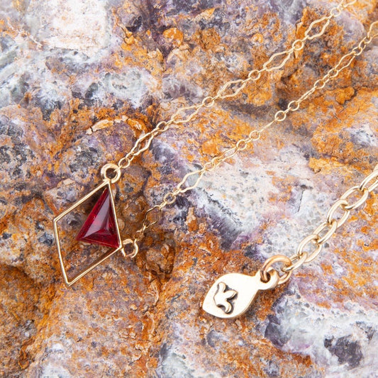 Corundum and Bronze Triangle Necklace