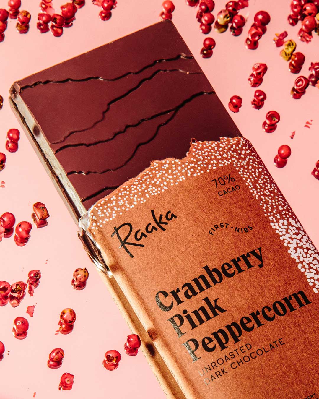 Cranberry Pink Peppercorn - Raaka Chocolate