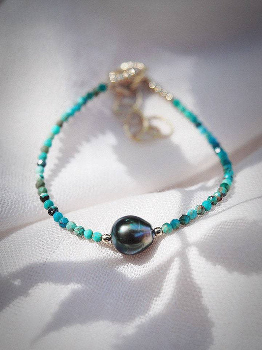 Dainty Turquoise Tahitian Pearl Bracelet - Ipo