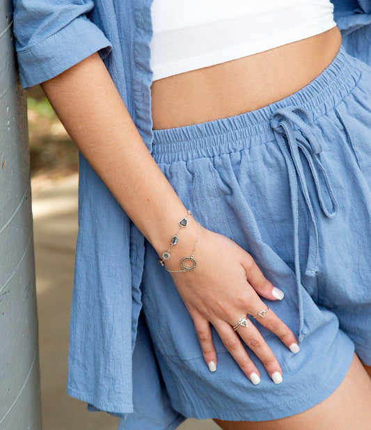 Delicate Stones Line Sterling Silver Bracelet