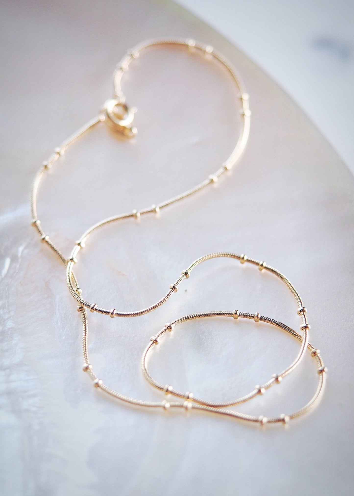 Delicate Twin Dot Gold Snake Chain Necklace - Kalili