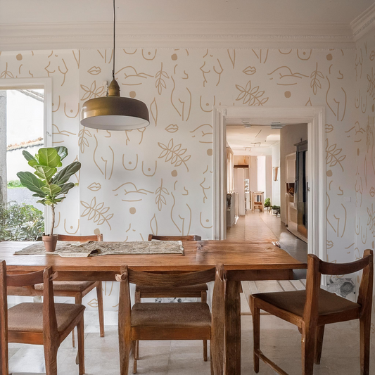 Neutral Nudes Wallpaper, white and tan