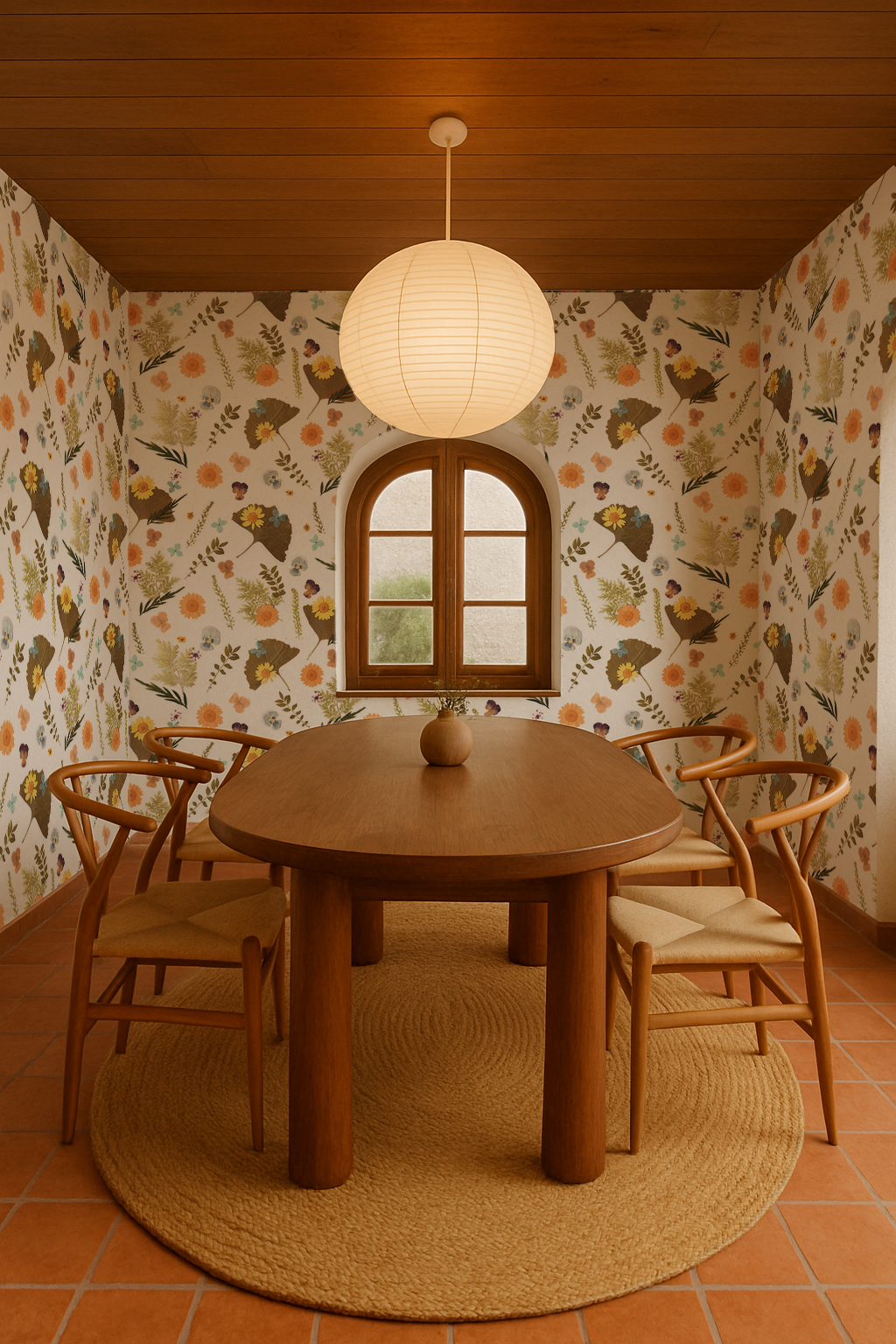 Pressed Fresh Version 01 Wallpaper, merigold & teal