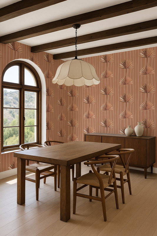 Stripey Palm Wallpaper, terra cotta