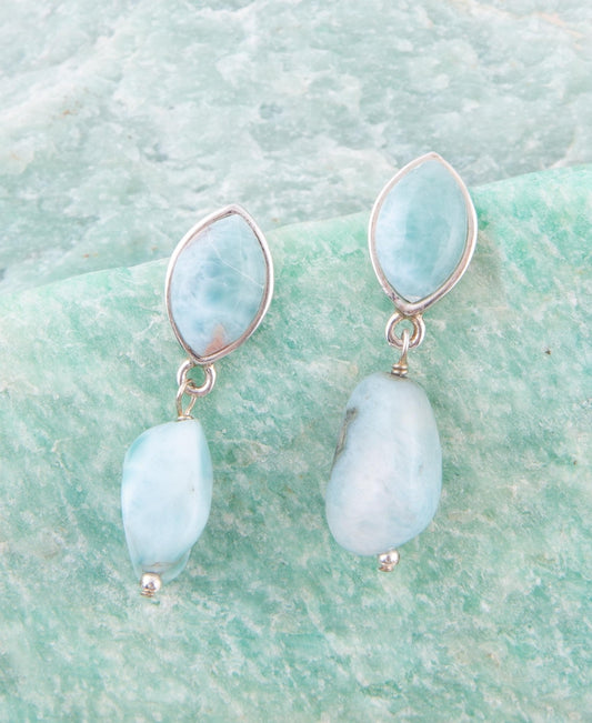 Dolce Blue Larimar and Sterling Silver Drop Earrings