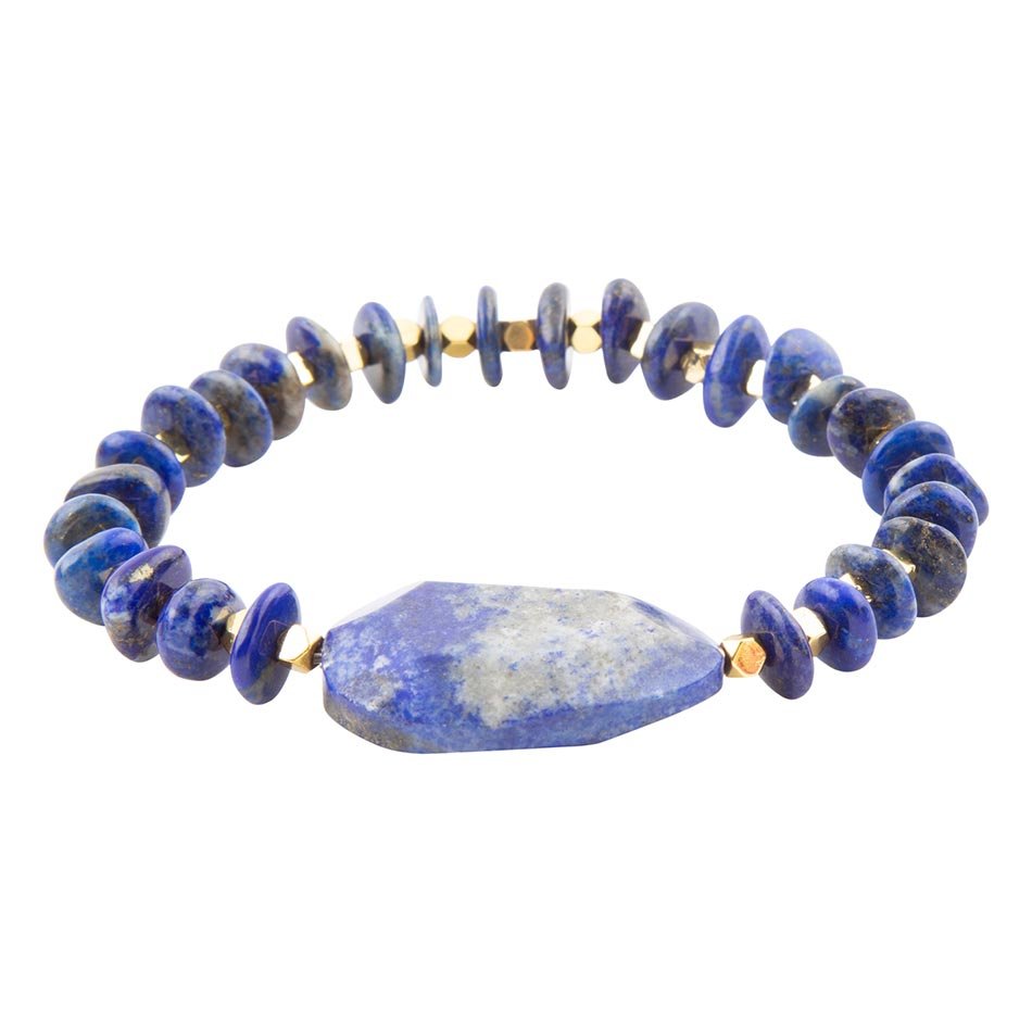 Dreamy Blue Lapis Chunky Golden Bracelet