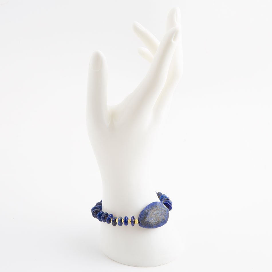 Dreamy Blue Lapis Chunky Golden Bracelet