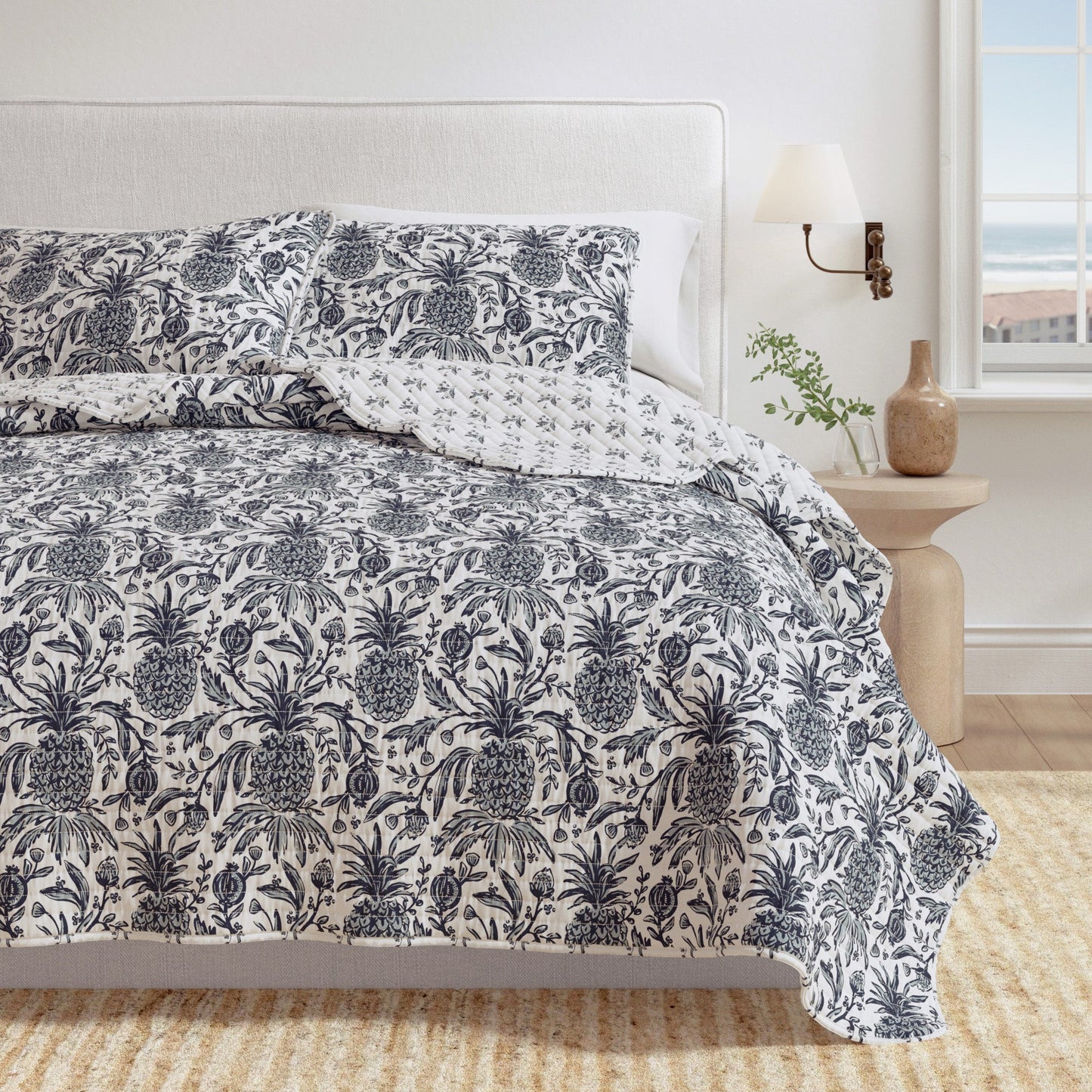 Coastal Printed Cotton Quilt Set - Bernice Collection