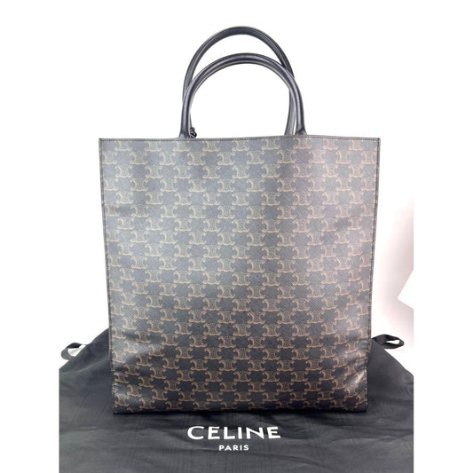 Celine Triomphe Vertical Cabas Black Monogram Canvas Tote