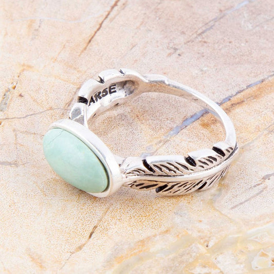 Feather Green Turquoise and Sterling Silver Ring