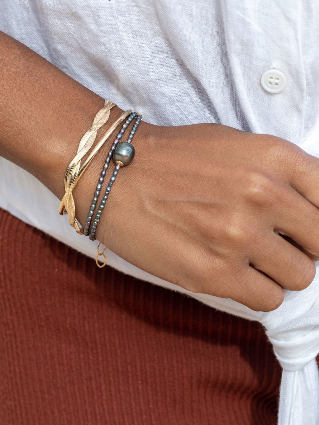 Genuine Tahitian Pearl Bracelet - Gold Kaimalie