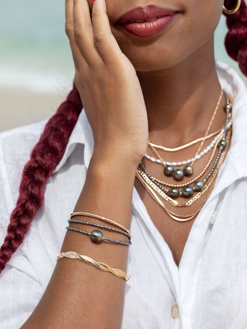 Genuine Tahitian Pearl Bracelet - Gold Kaimalie