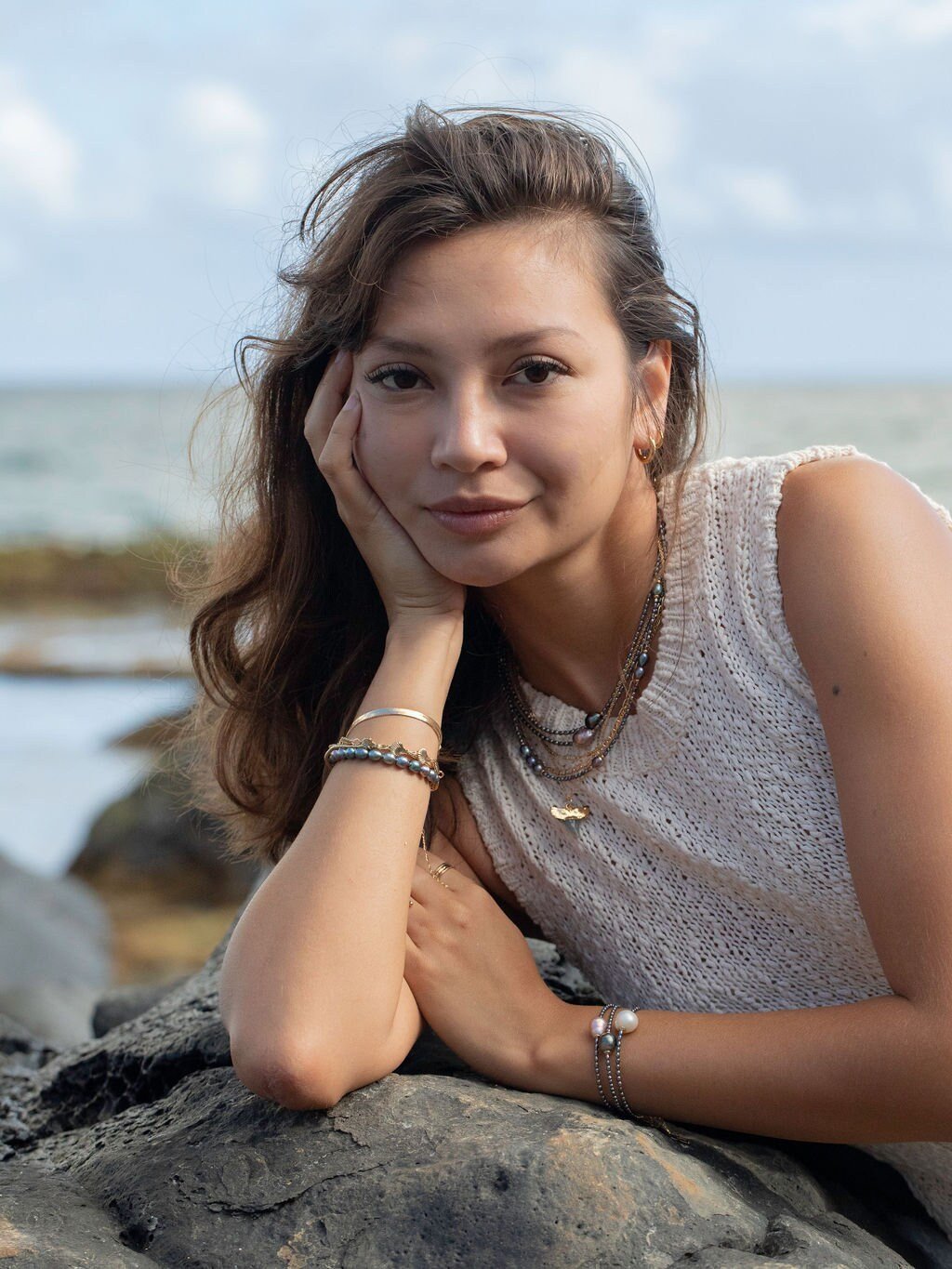 Genuine Tahitian Pearl Choker Necklace - Gold Kaimalie