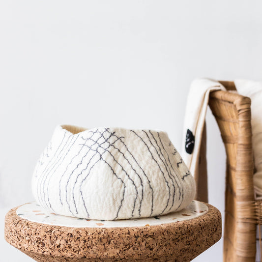White Ghana Wool Linear Basket