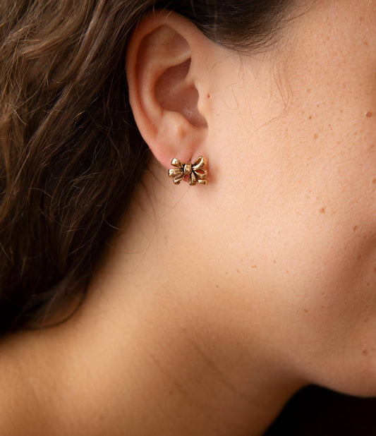 Gifted Golden Bow Post Earrings