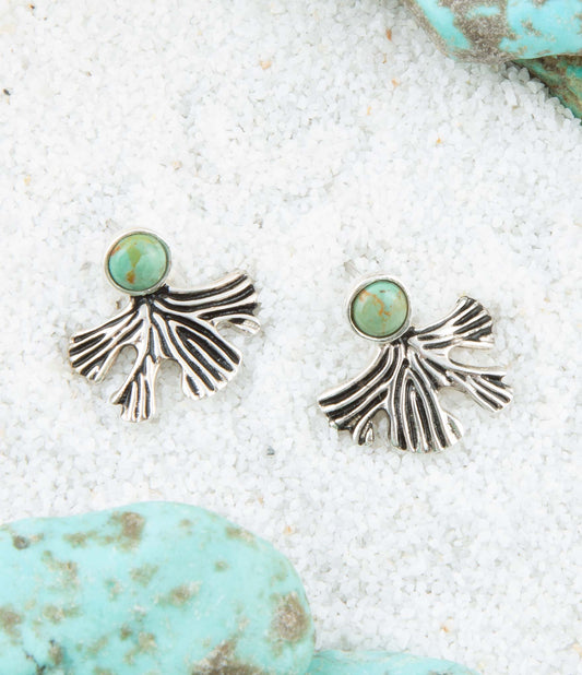 Ginko Blue Turquoise and Sterling Silver Stud Earrings