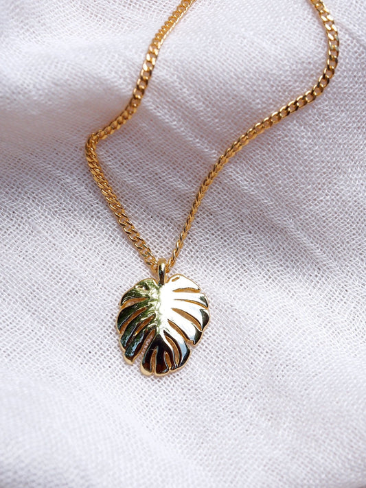 Gold Monstera Leaf Necklace - Kini