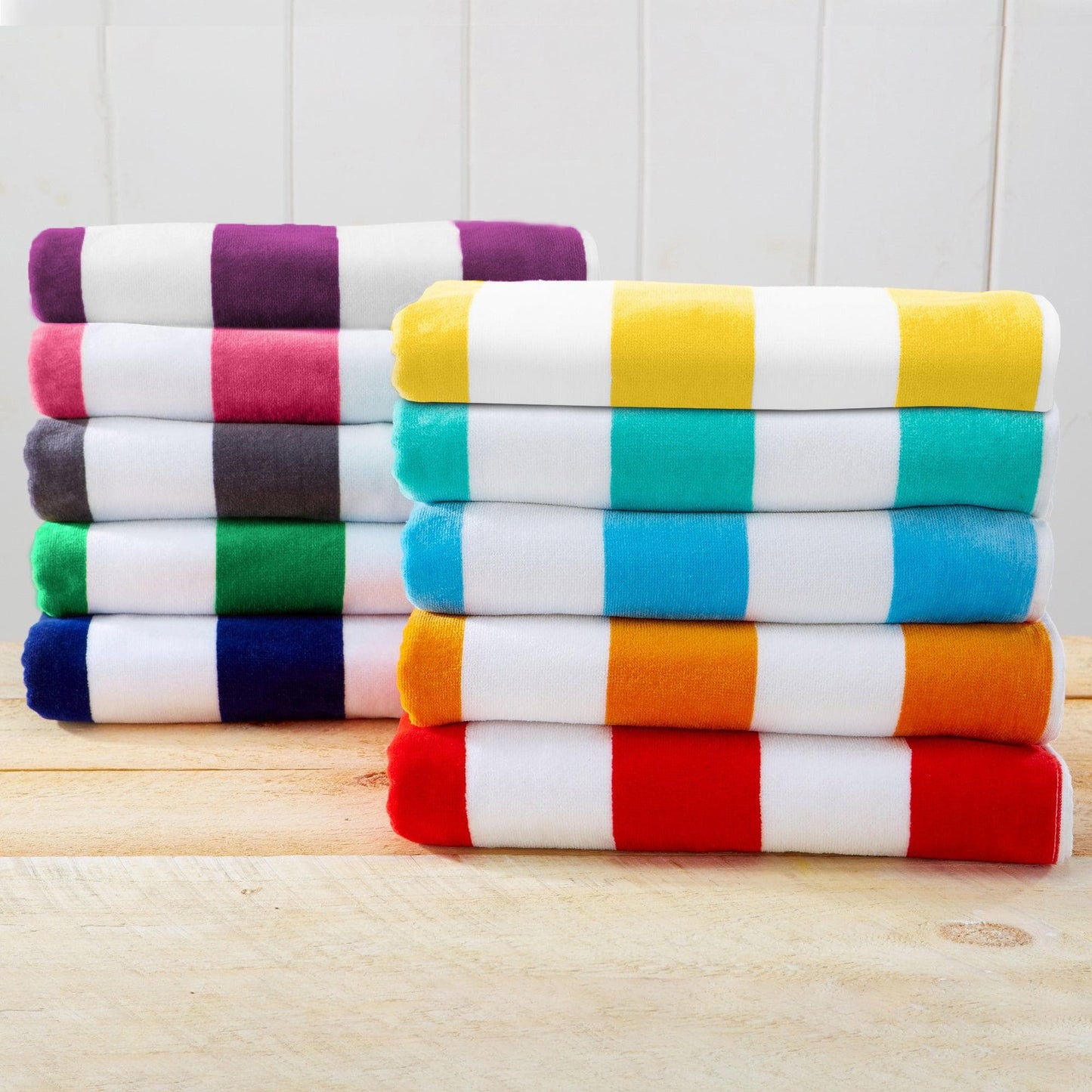 Cotton Velour Cabana Stripe Beach Towel - Novia Collection