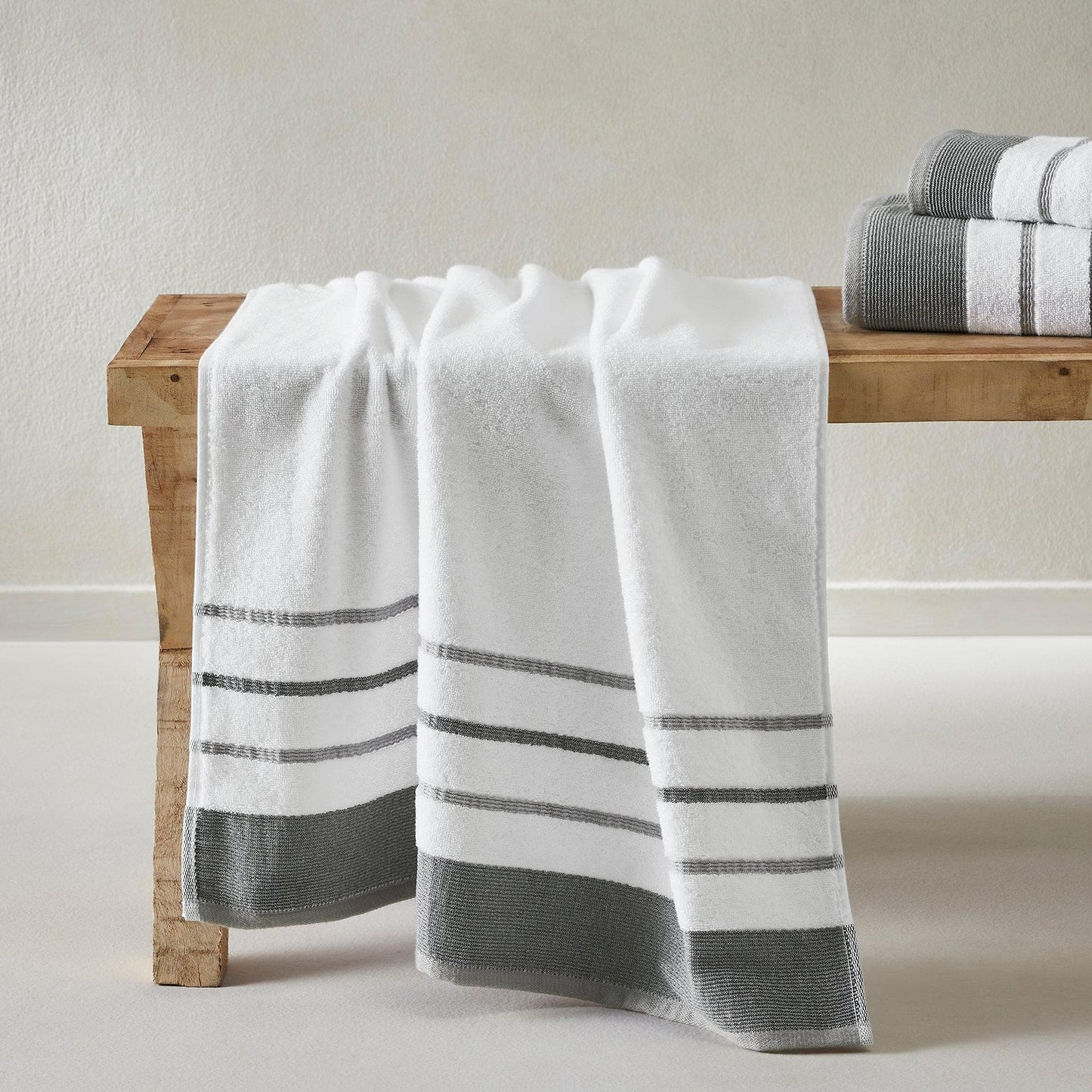 Decorative Cotton Stripe Bath Towel Set - Noelle Collection