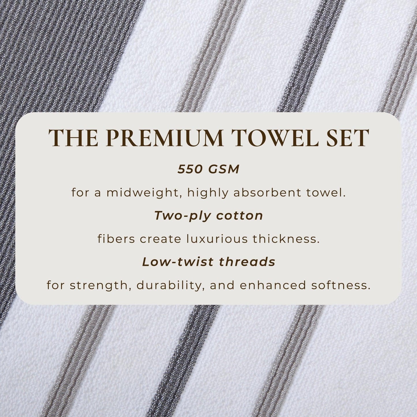 Decorative Cotton Stripe Bath Towel Set - Noelle Collection