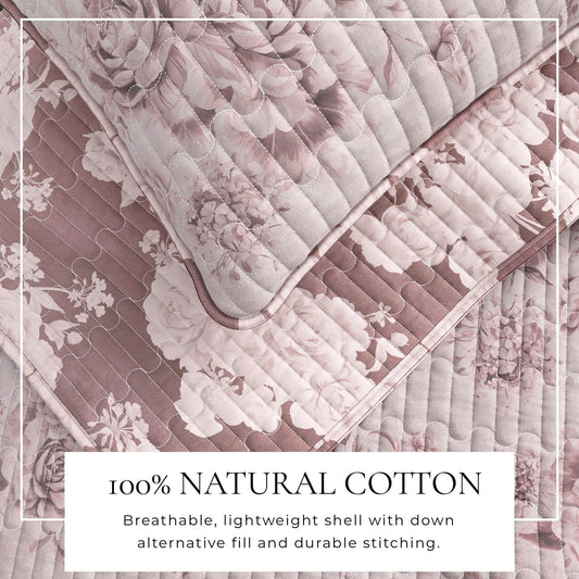 Floral Printed Cotton Quilt Set - Corin Collection