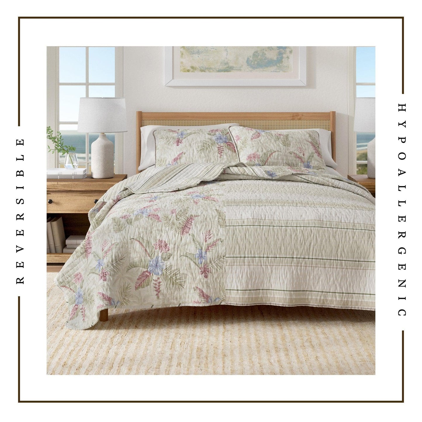 Floral Printed Cotton Quilt Set - Mendocino Collection