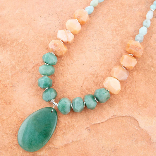 Green Aventurine Bold Pendant Necklace