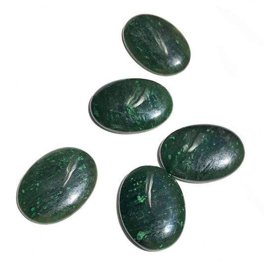 Dark Green Oval Cassiar Jade Cabochon, 30x22mm