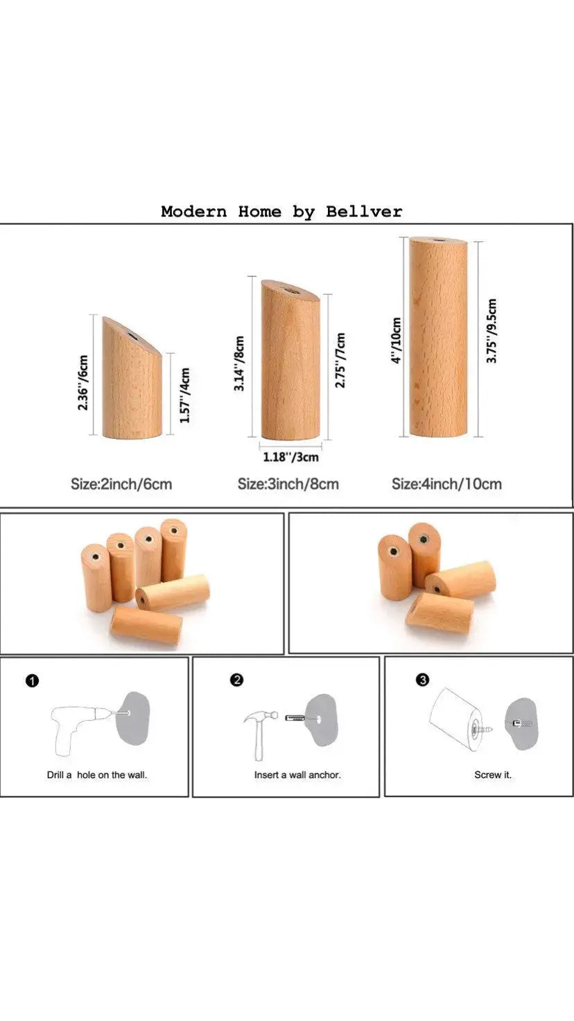 Modern Wood Hook - Walnut & Beech Wood