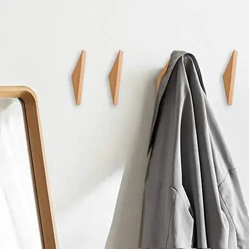 Modern Triangle Wood Hook - Walnut & Beech Wood