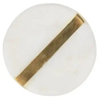 White and Brass Round Knob