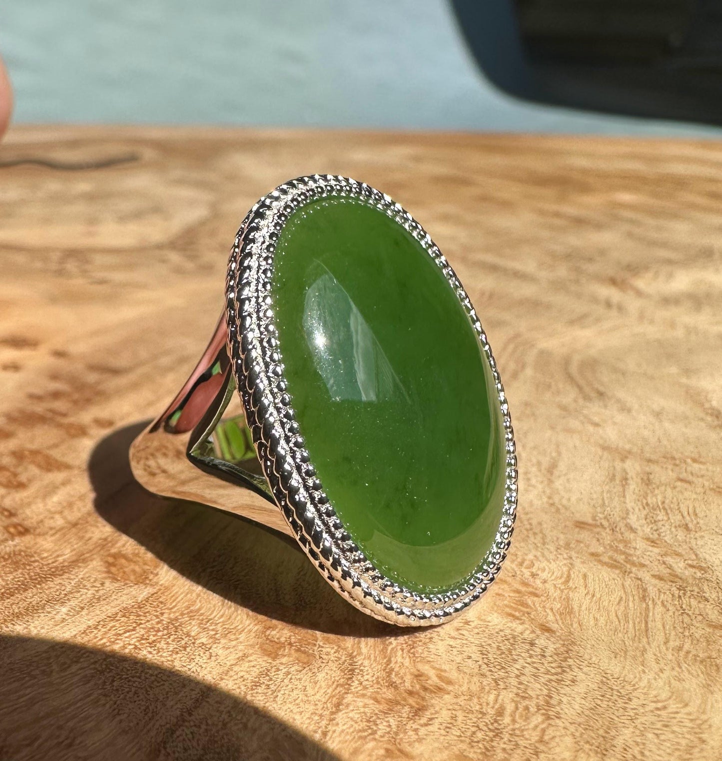 Canadian Jade Silver Ring - 1062