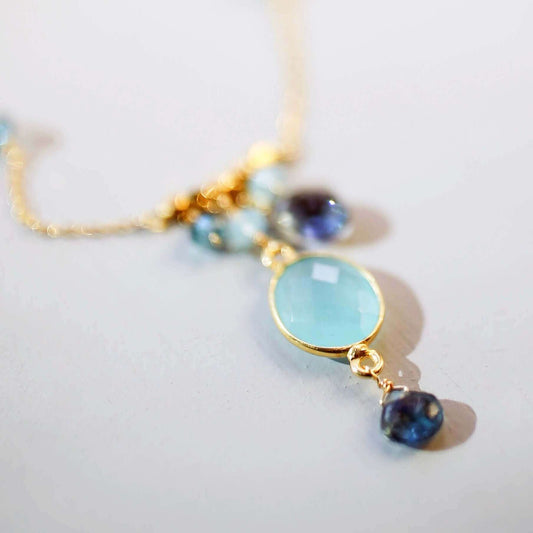Blue Chalcedony Bezel Necklace
