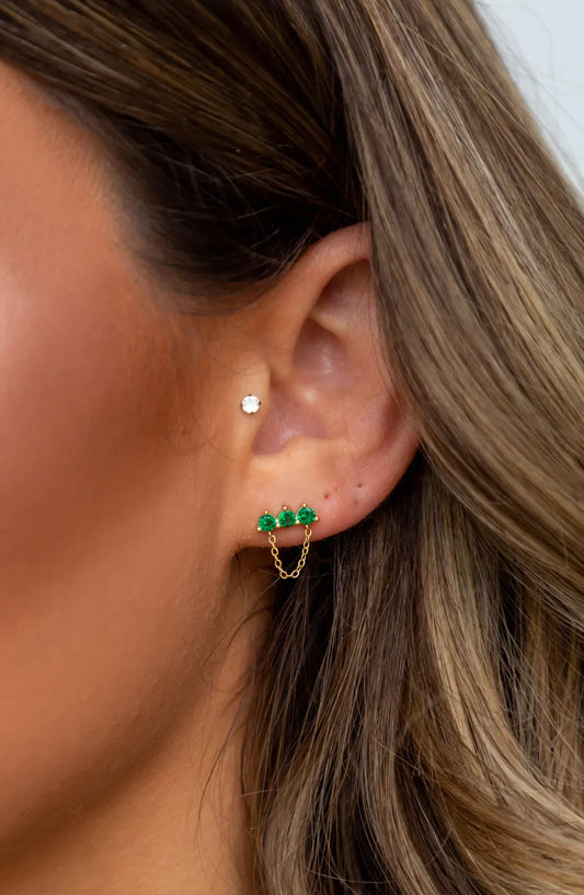 Magda Emerald Chain Studs