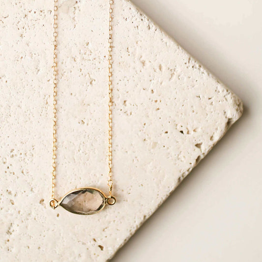 Smoky Quartz Gold Minimalist Necklace