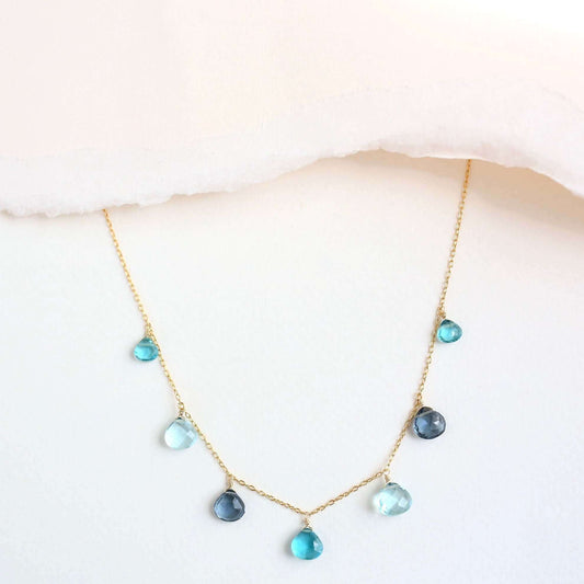 Blue Gemstone Gold Sparkler Necklace