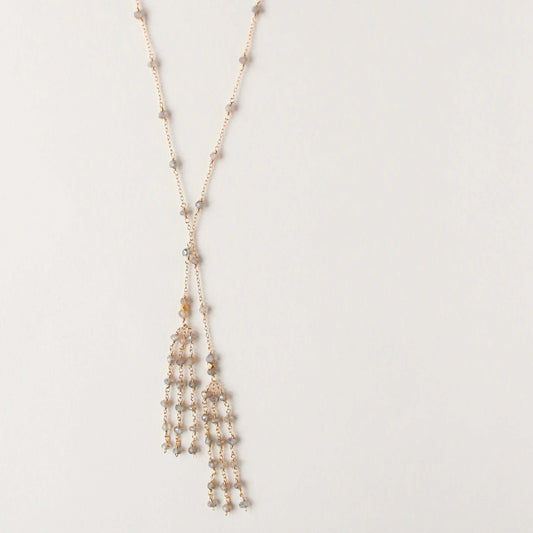 Gold Ballet Lariat Necklace in Labradorite