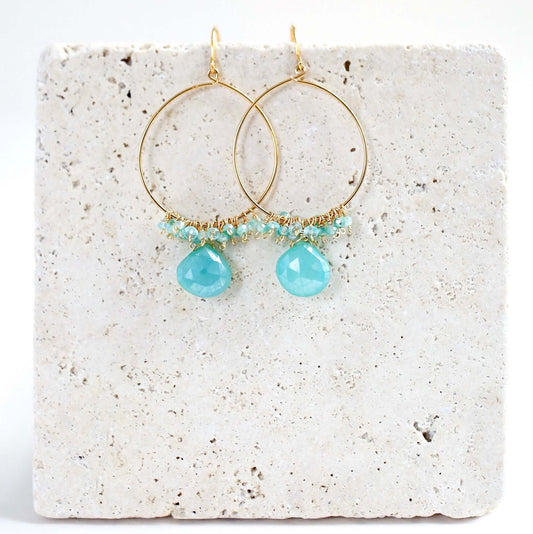 Mystic Aqua Chalcedony Swing Earrings