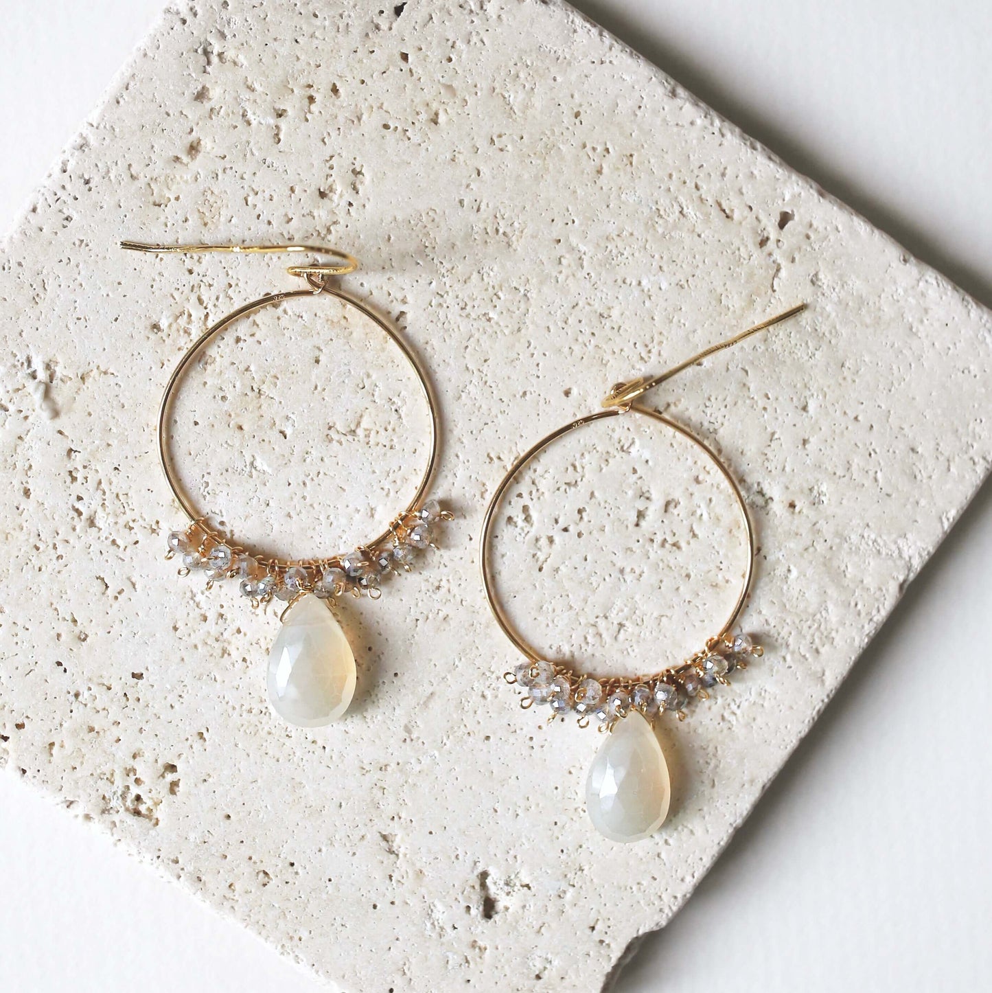 White Chalcedony Swing Earrings