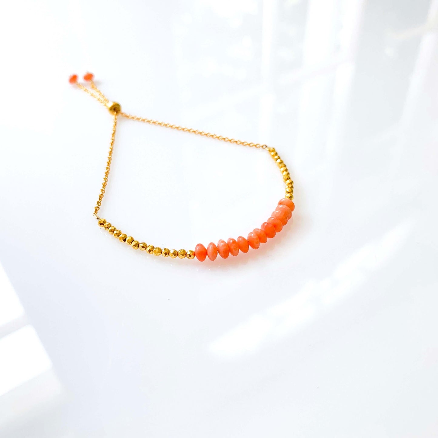 Pink Coral Adjustable Stacking Bracelet